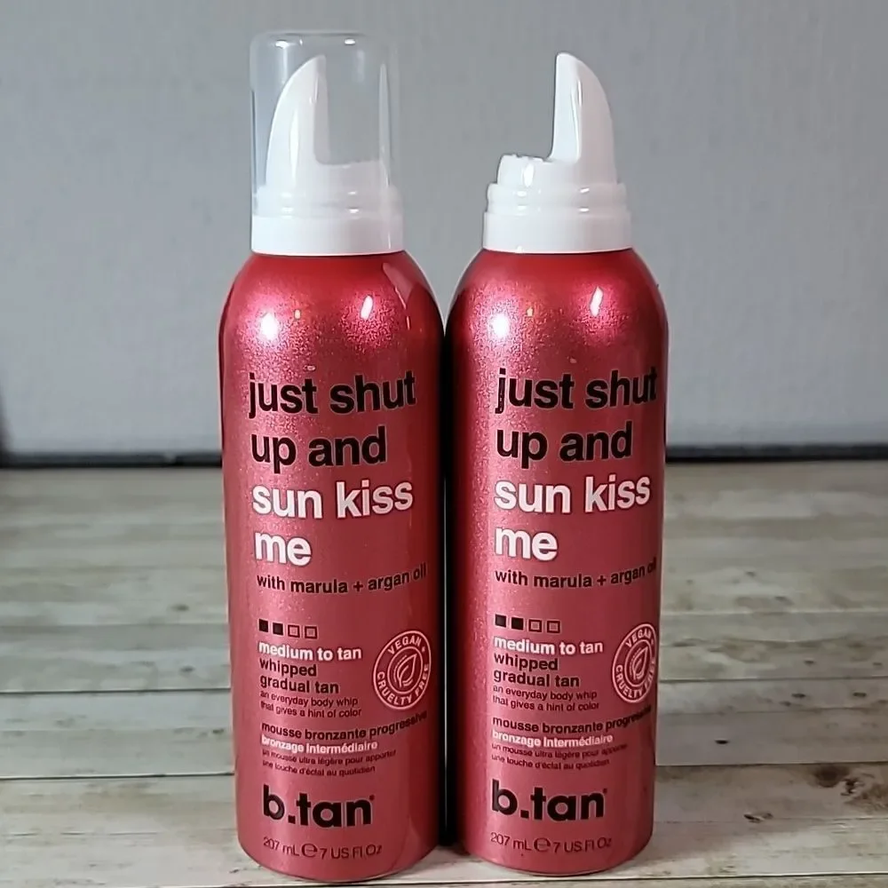 NEW 2‎ Just Shut Up and Sun Kiss Me Self Tanning Mousse Medium to Tan